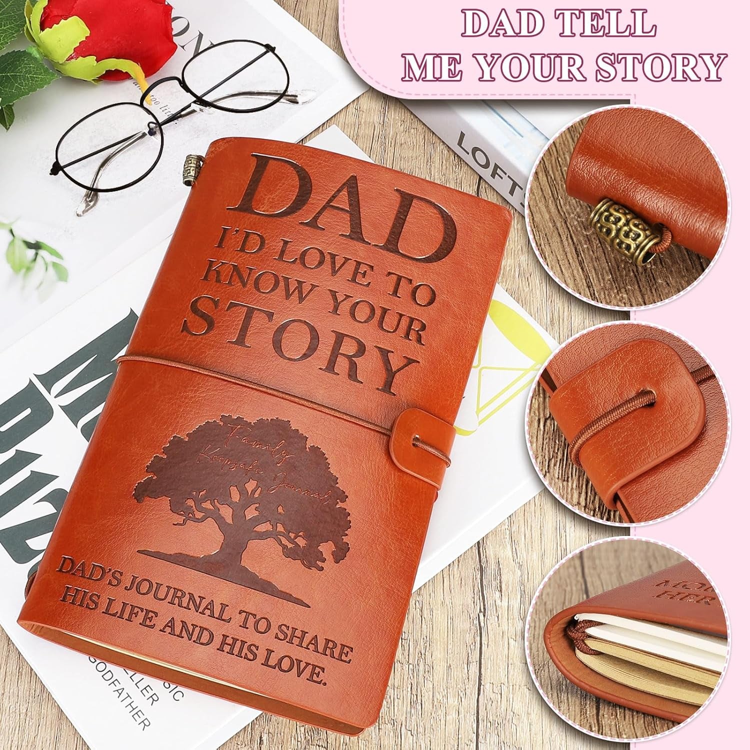 Dad Gifts from Daughter Son Wife Funny Gifts for Dad Birthday Gift for Dad Father in Law New Bonus Step Dads Husband Daddy First Father Dad I Want to Hear Your Story Journal Leather Planners