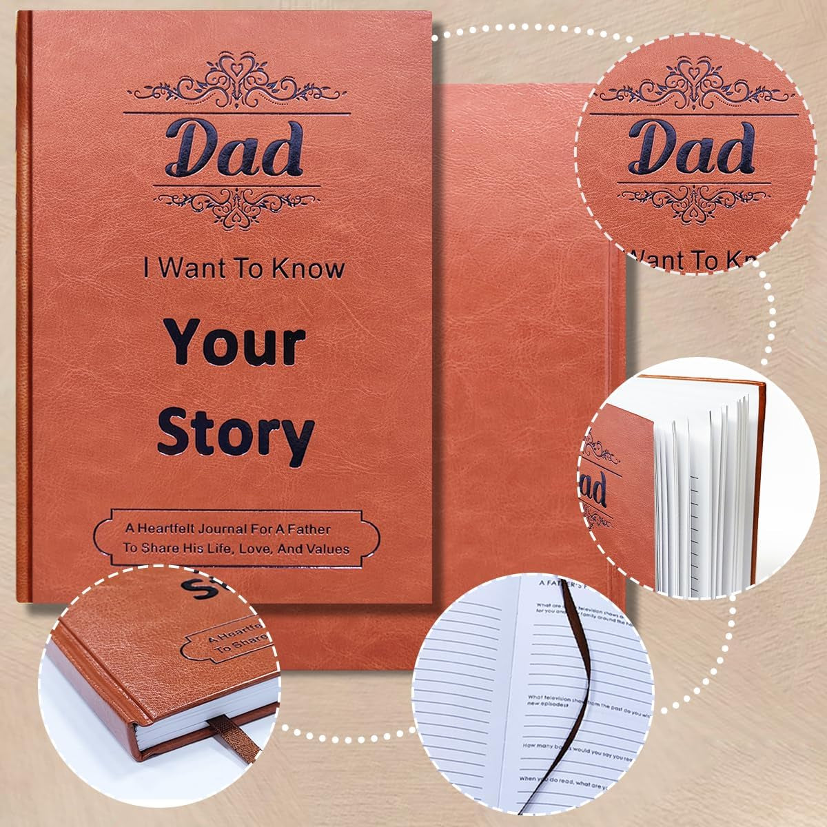 JUNQIU Dad I Want to Hear Your Story, a Father’S Guided Journal Book - Gifts for Birthday, Fathers Day Dad Gifts from Daughter Son, Dads Gift for Christmas, Dads Gift