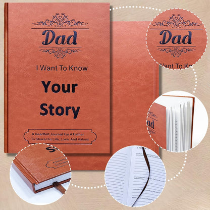 JUNQIU Dad I Want to Hear Your Story, a Father’S Guided Journal Book - Gifts for Birthday, Fathers Day Dad Gifts from Daughter Son, Dads Gift for Christmas, Dads Gift
