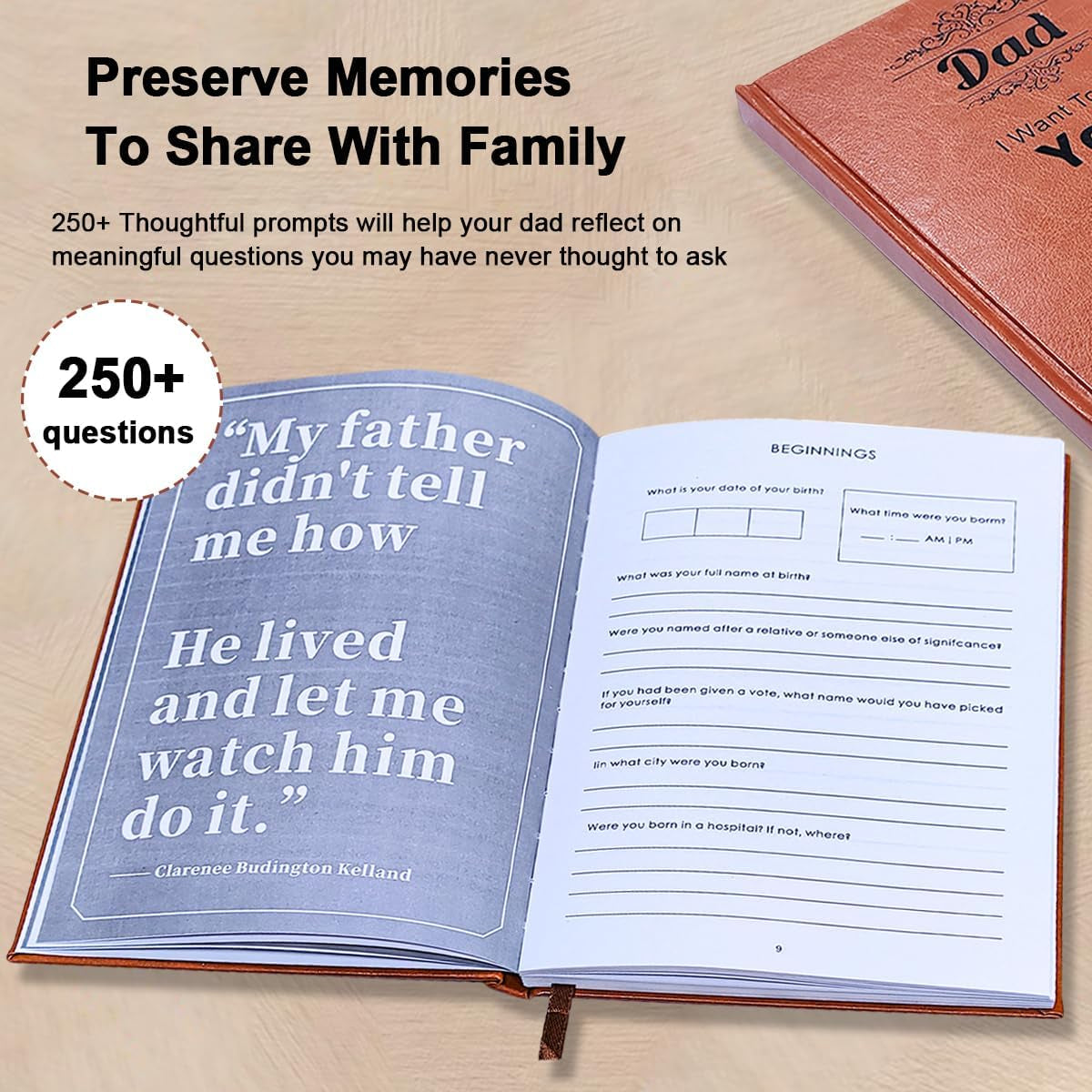 JUNQIU Dad I Want to Hear Your Story, a Father’S Guided Journal Book - Gifts for Birthday, Fathers Day Dad Gifts from Daughter Son, Dads Gift for Christmas, Dads Gift
