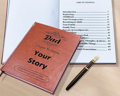 JUNQIU Dad I Want to Hear Your Story, a Father’S Guided Journal Book - Gifts for Birthday, Fathers Day Dad Gifts from Daughter Son, Dads Gift for Christmas, Dads Gift